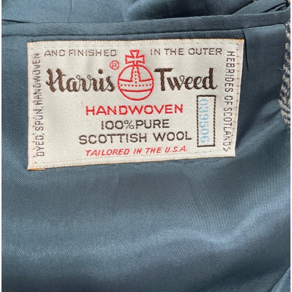 Anderson Little Blazer Harris Tweed 100% Wool Herringbone USA Leather Button‎ 44 - Picture 6 of 16